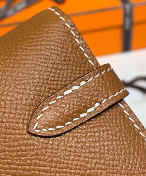 1:1 Replica Hermes Kelly Wallet To Go Woc Brown With Gold Toned Hardware Bag For Women 8.2in/21cm
