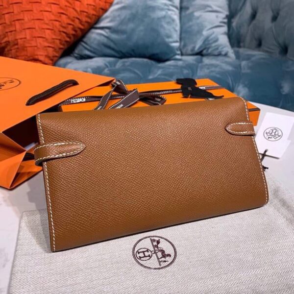 1:1 Replica Hermes Kelly Wallet To Go Woc Brown With Gold Toned Hardware Bag For Women 8.2in/21cm