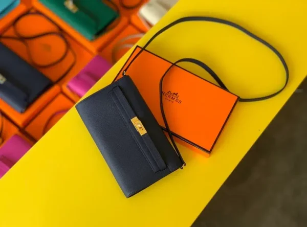 1:1 Replica Hermes Kelly Wallet To Go Woc Epsom Blue For Women, Women's Wallet 8.3in/21cm