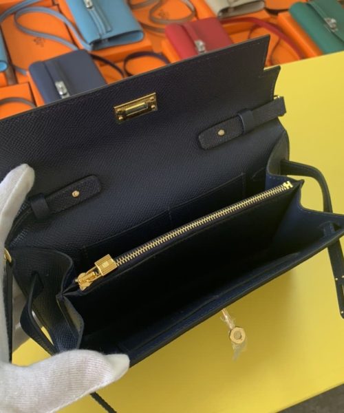 1:1 Replica Hermes Kelly Wallet To Go Woc Epsom Blue For Women, Women's Wallet 8.3in/21cm