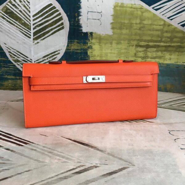 1:1 Replica Hermes Kelly Wallet To Go Woc Epsom Orange For Women, Women's Wallet 12.2in/31cm