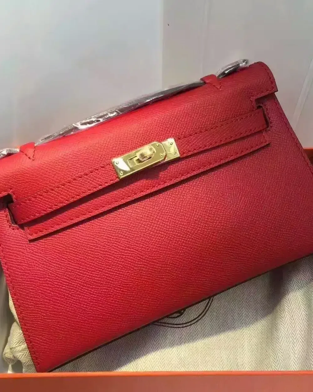 1:1 Replica Hermes Kelly Wallet To Go Woc Epsom Red For Women, Women's Wallet 8.5in/22cm