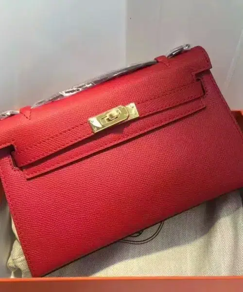 1:1 Replica Hermes Kelly Wallet To Go Woc Epsom Red For Women, Women's Wallet 8.5in/22cm