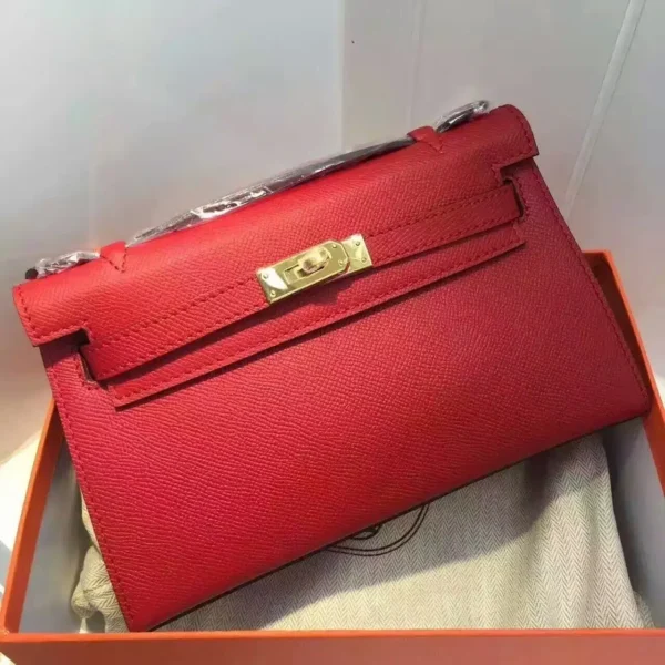 1:1 Replica Hermes Kelly Wallet To Go Woc Epsom Red For Women, Women's Wallet 8.5in/22cm
