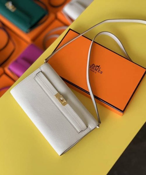 1:1 Replica Hermes Kelly Wallet To Go Woc Epsom White For Women, Women's Wallet 8.3in/21cm