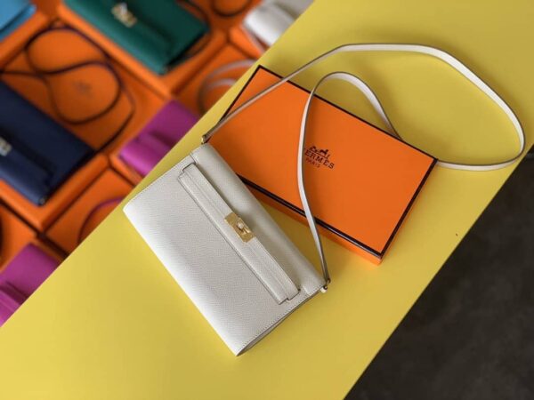 1:1 Replica Hermes Kelly Wallet To Go Woc Epsom White For Women, Women's Wallet 8.3in/21cm