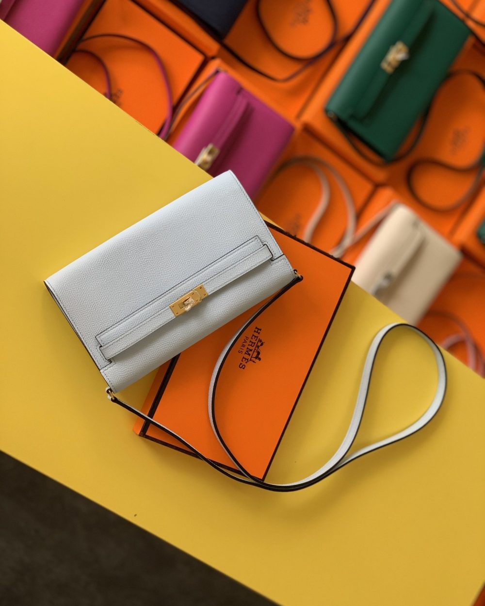 1:1 Replica Hermes Kelly Wallet To Go Woc Epsom White For Women, Women's Wallet 8.3in/21cm