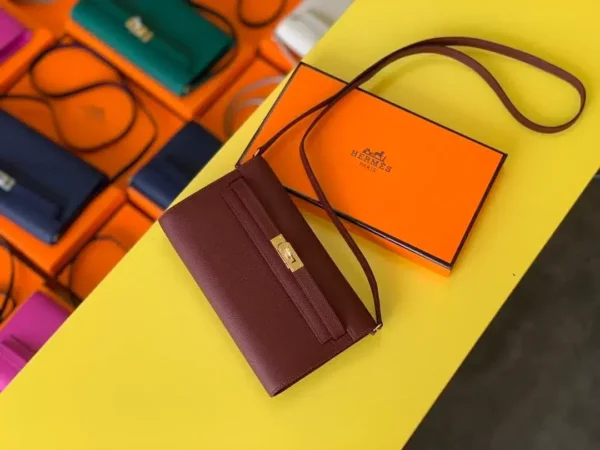 1:1 Replica Hermes Kelly Wallet To Go Woc Epsom Wine For Women, Women's Wallet 8.3in/21cm