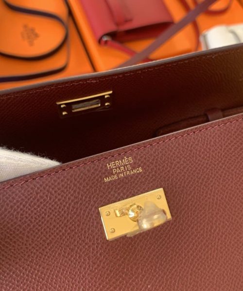 1:1 Replica Hermes Kelly Wallet To Go Woc Epsom Wine For Women, Women's Wallet 8.3in/21cm