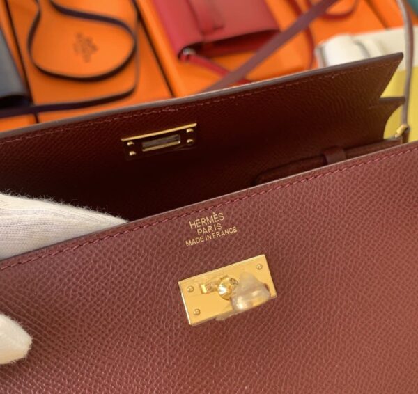 1:1 Replica Hermes Kelly Wallet To Go Woc Epsom Wine For Women, Women's Wallet 8.3in/21cm