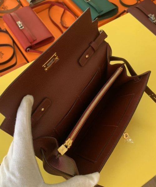 1:1 Replica Hermes Kelly Wallet To Go Woc Epsom Wine For Women, Women's Wallet 8.3in/21cm