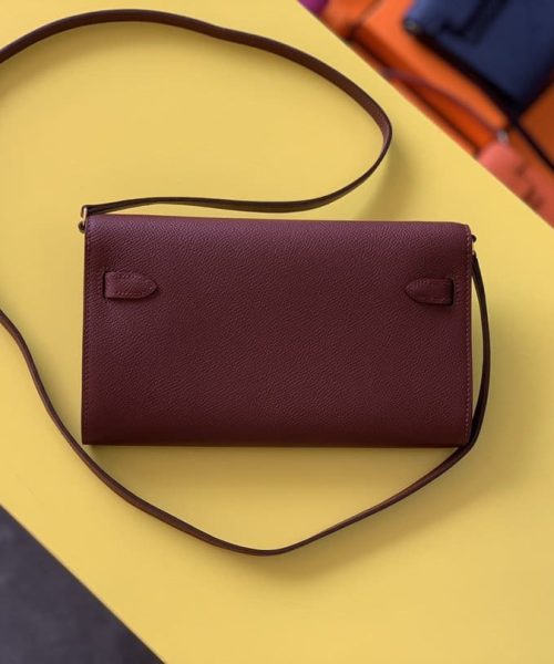 1:1 Replica Hermes Kelly Wallet To Go Woc Epsom Wine For Women, Women's Wallet 8.3in/21cm