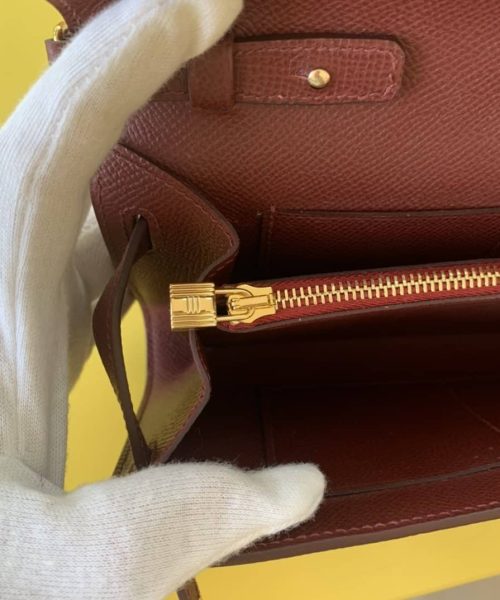 1:1 Replica Hermes Kelly Wallet To Go Woc Epsom Wine For Women, Women's Wallet 8.3in/21cm