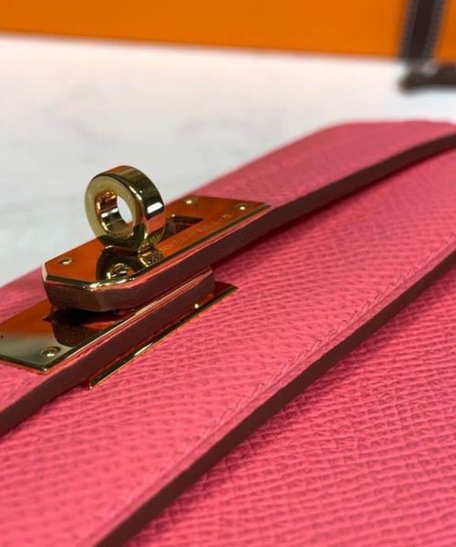 1:1 Replica Hermes Kelly Wallet To Go Woc Pink With Gold Toned Hardware Bag For Women 8.2in/21cm
