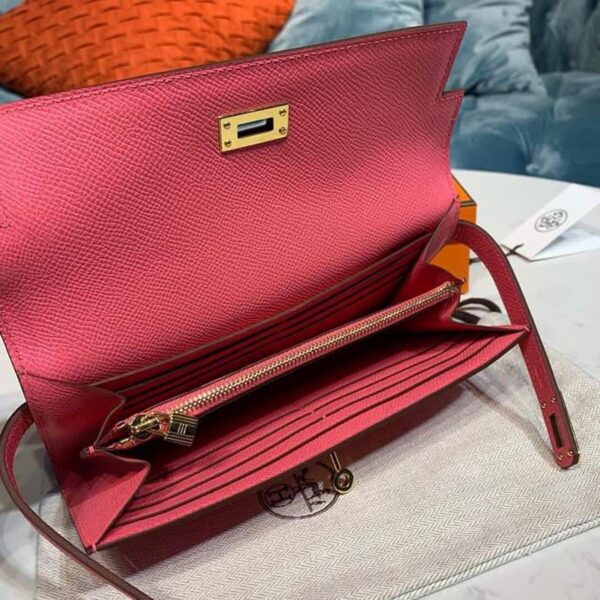 1:1 Replica Hermes Kelly Wallet To Go Woc Pink With Gold Toned Hardware Bag For Women 8.2in/21cm