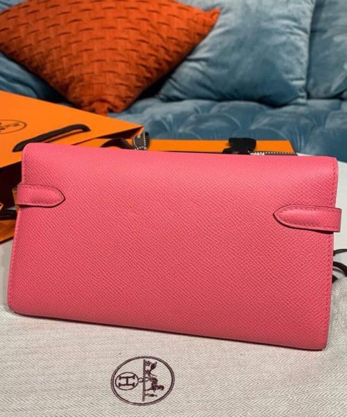 1:1 Replica Hermes Kelly Wallet To Go Woc Pink With Gold Toned Hardware Bag For Women 8.2in/21cm