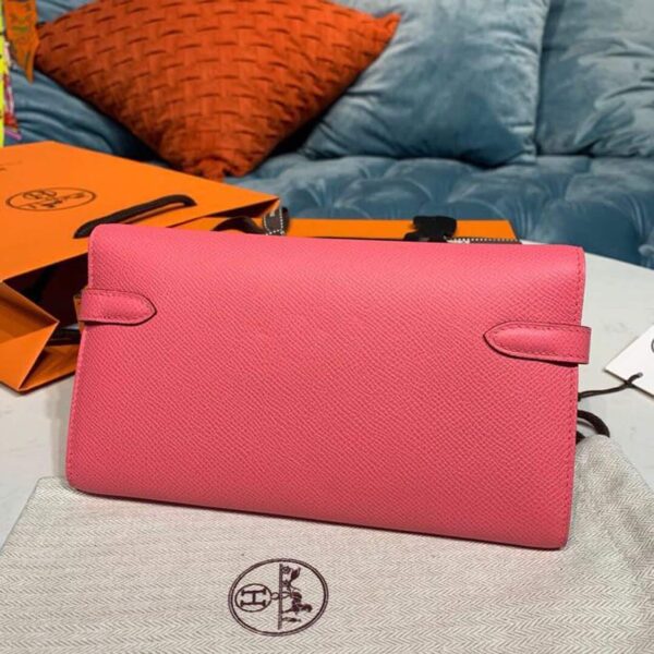 1:1 Replica Hermes Kelly Wallet To Go Woc Pink With Gold Toned Hardware Bag For Women 8.2in/21cm