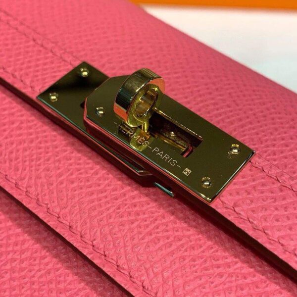 1:1 Replica Hermes Kelly Wallet To Go Woc Pink With Gold Toned Hardware Bag For Women 8.2in/21cm