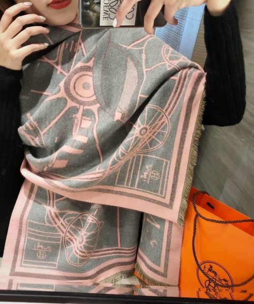 Hermes La Berline Bayadere Scarf 90 Pink 71in/180cm 