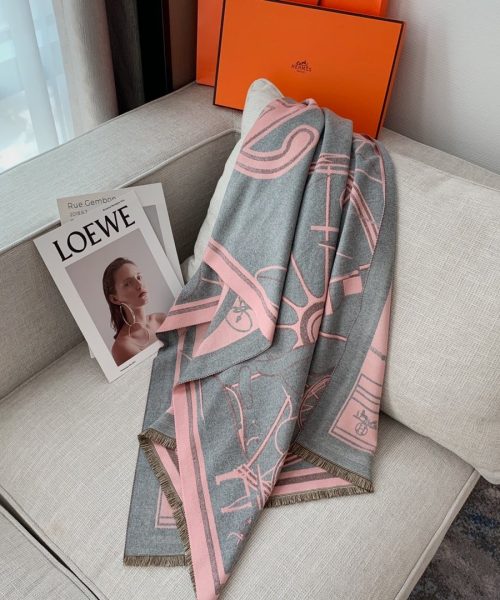 Hermes La Berline Bayadere Scarf 90 Pink 71in/180cm 