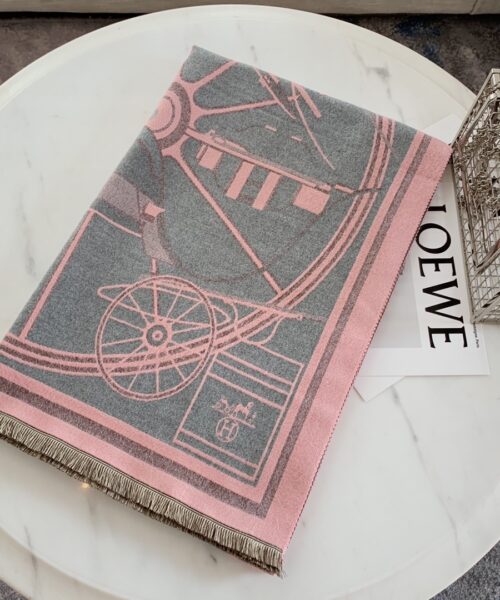 Hermes La Berline Bayadere Scarf 90 Pink 71in/180cm 