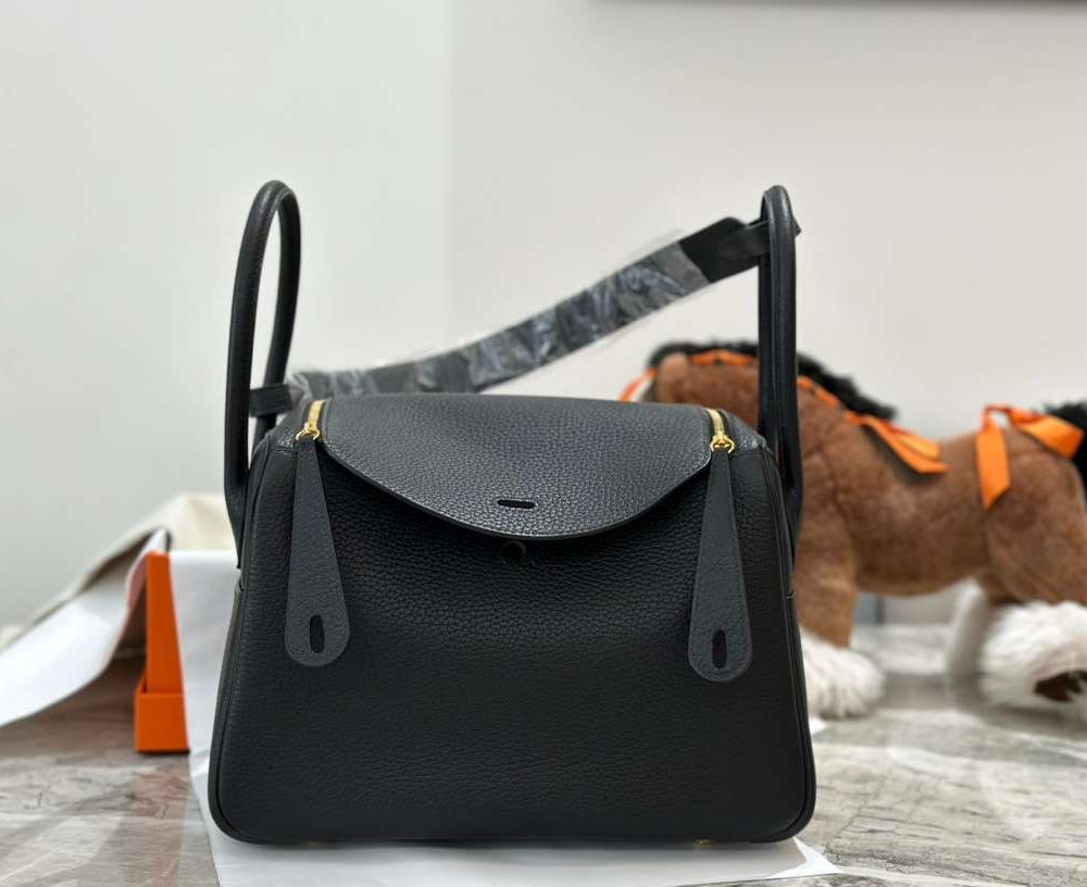 1:1 Replica Hermes Lady Lindi Bag White/Black/Green Khaki For Women 10.2in/26cm