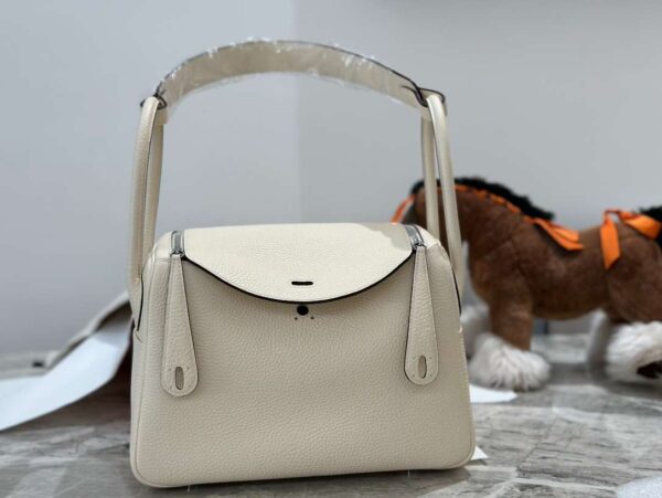 1:1 Replica Hermes Lady Lindi Bag White/Black/Green Khaki For Women 10.2in/26cm