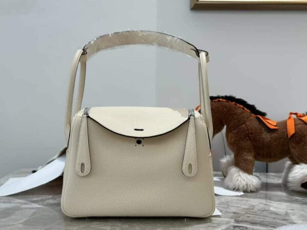 1:1 Replica Hermes Lady Lindi Bag White/Black/Green Khaki For Women 10.2in/26cm