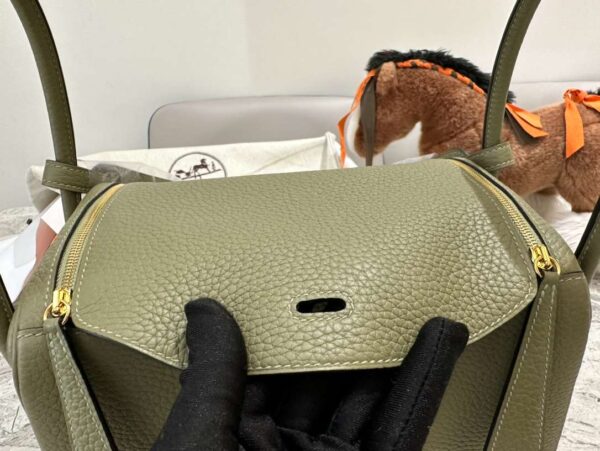 1:1 Replica Hermes Lady Lindi Bag White/Black/Green Khaki For Women 10.2in/26cm