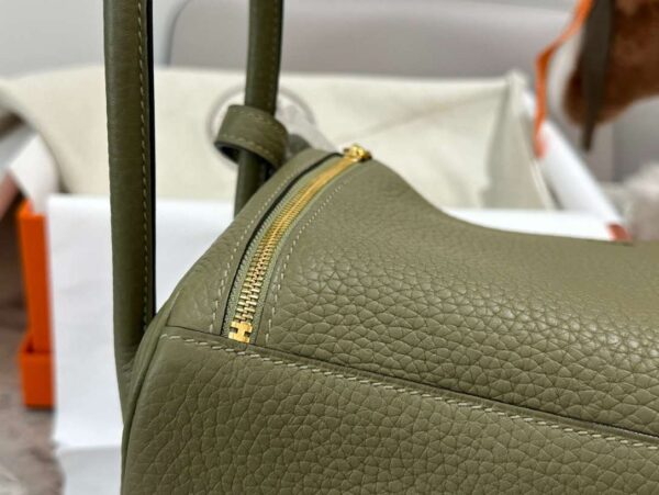1:1 Replica Hermes Lady Lindi Bag White/Black/Green Khaki For Women 10.2in/26cm
