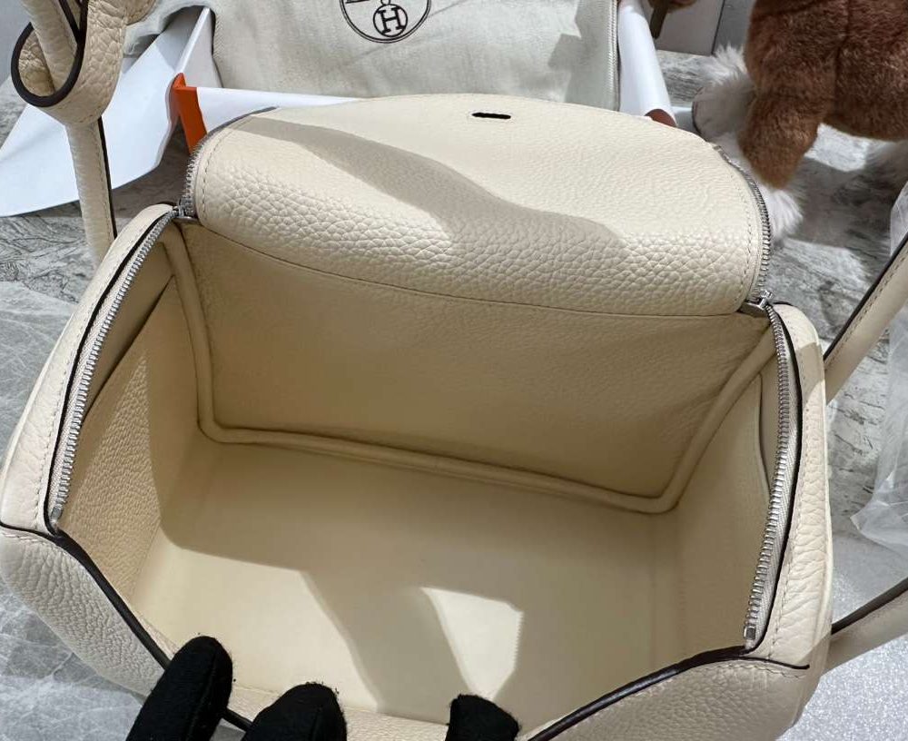 1:1 Replica Hermes Lady Lindi Bag White/Black/Green Khaki For Women 10.2in/26cm