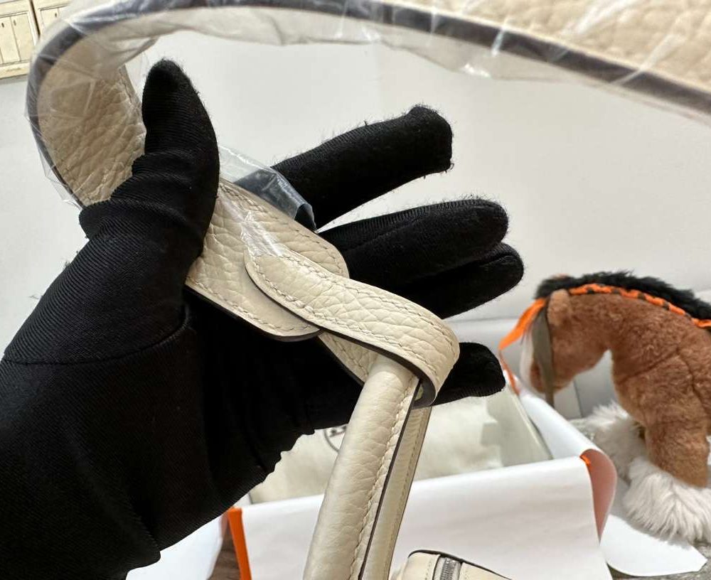 1:1 Replica Hermes Lady Lindi Bag White/Black/Green Khaki For Women 10.2in/26cm