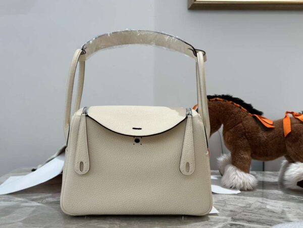 1:1 Replica Hermes Lady Lindi Bag White/Black/Green Khaki For Women 10.2in/26cm