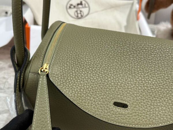 1:1 Replica Hermes Lady Lindi Bag White/Black/Green Khaki For Women 10.2in/26cm