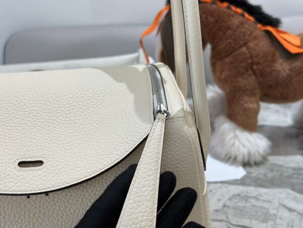 1:1 Replica Hermes Lady Lindi Bag White/Black/Green Khaki For Women 10.2in/26cm
