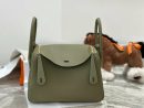 1:1 Replica Hermes Lady Lindi Bag White/Black/Green Khaki For Women 10.2in/26cm