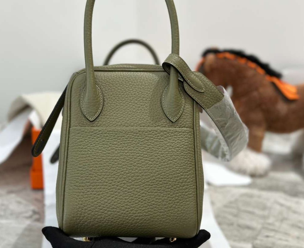 1:1 Replica Hermes Lady Lindi Bag White/Black/Green Khaki For Women 10.2in/26cm
