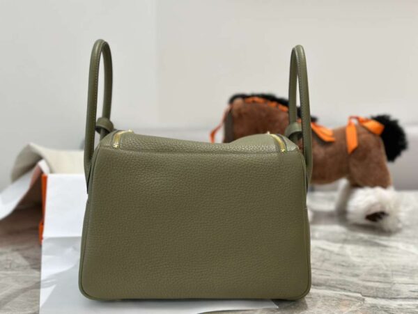 1:1 Replica Hermes Lady Lindi Bag White/Black/Green Khaki For Women 10.2in/26cm