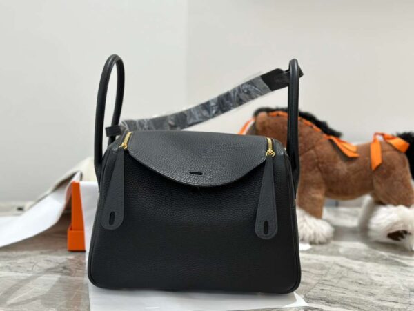 1:1 Replica Hermes Lady Lindi Bag White/Black/Green Khaki For Women 10.2in/26cm