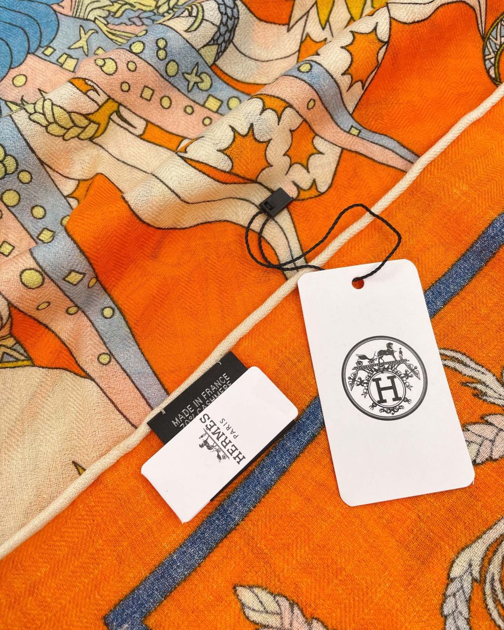 Hermes Le Sacre des Saisons Potiron/Bleu Gris/Jaune Soleil Scarf 140cm/55in H003903S 21