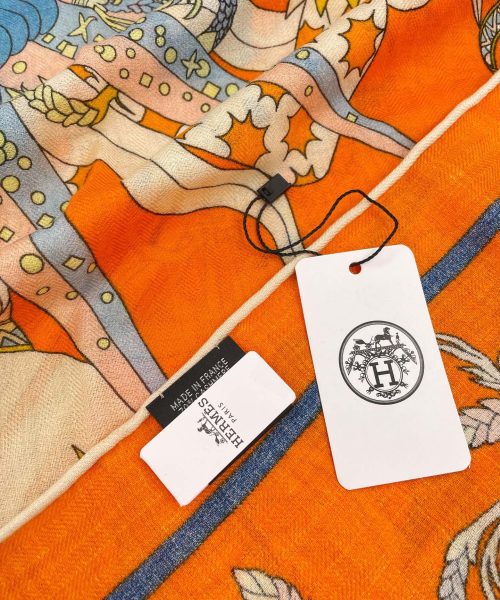 Hermes Le Sacre des Saisons Potiron/Bleu Gris/Jaune Soleil Scarf 140cm/55in H003903S 21 