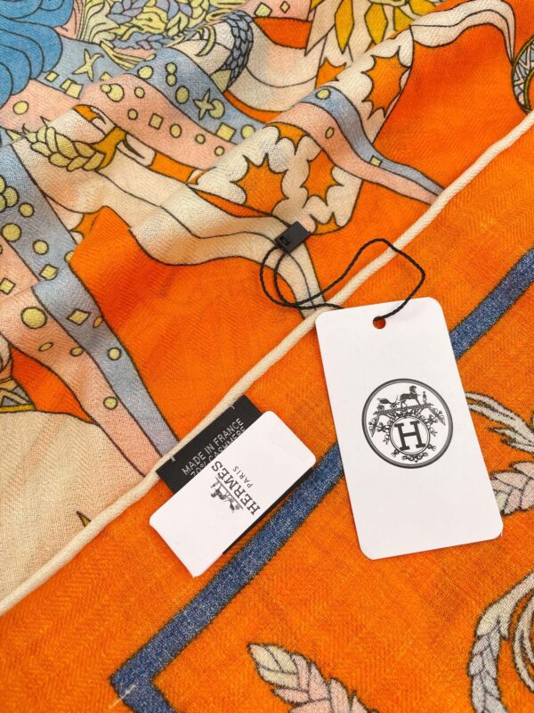 Hermes Le Sacre des Saisons Potiron/Bleu Gris/Jaune Soleil Scarf 140cm/55in H003903S 21 