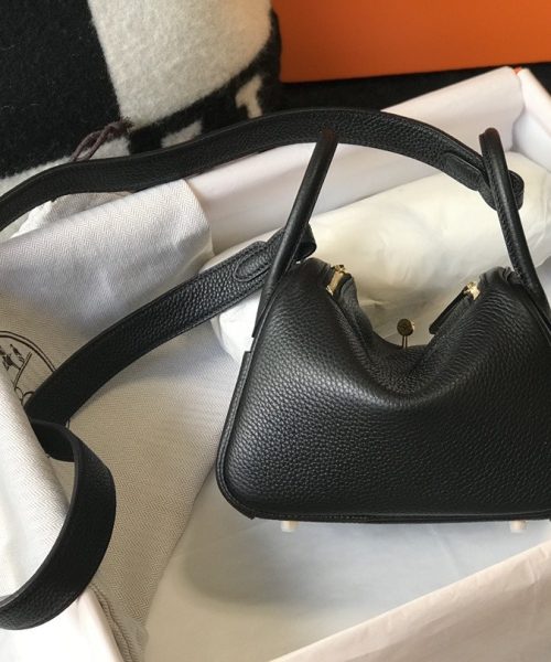 1:1 Replica Hermes Lindy Mini Clemence Bag Black For Women, Women’s Handbags, Shoulder And Crossbody Bags 7.5in/19cm