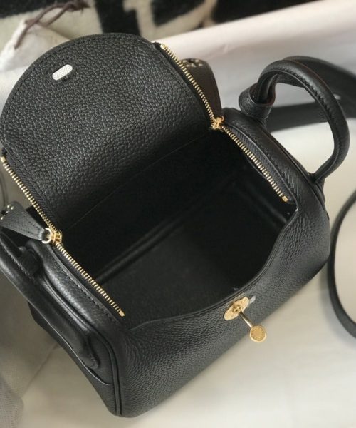 1:1 Replica Hermes Lindy Mini Clemence Bag Black For Women, Women’s Handbags, Shoulder And Crossbody Bags 7.5in/19cm