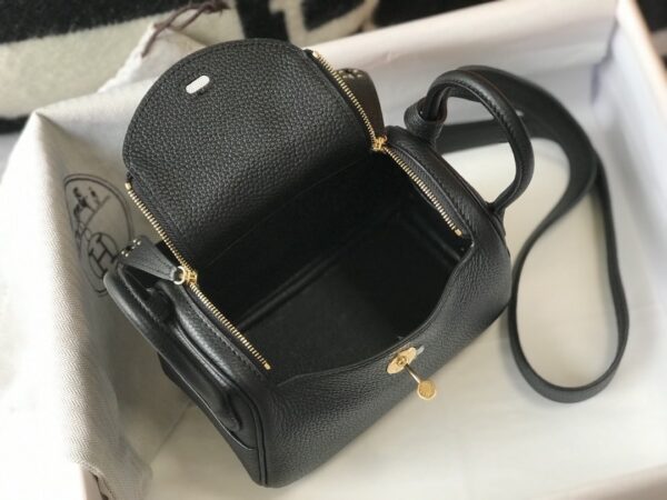 1:1 Replica Hermes Lindy Mini Clemence Bag Black For Women, Women’s Handbags, Shoulder And Crossbody Bags 7.5in/19cm