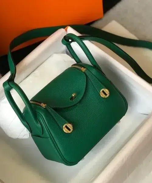 1:1 Replica Hermes Lindy Mini Clemence Bag Green For Women, Women’s Handbags, Shoulder And Crossbody Bags 7.5in/19cm