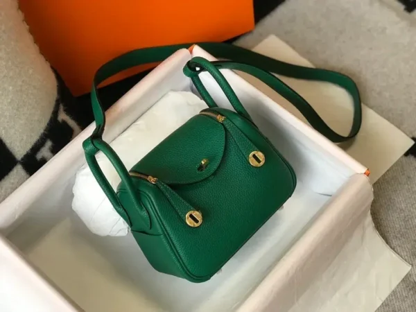 1:1 Replica Hermes Lindy Mini Clemence Bag Green For Women, Women’s Handbags, Shoulder And Crossbody Bags 7.5in/19cm