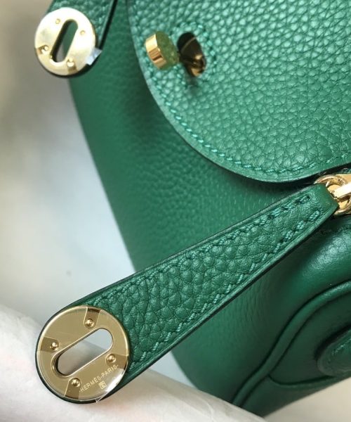 1:1 Replica Hermes Lindy Mini Clemence Bag Green For Women, Women’s Handbags, Shoulder And Crossbody Bags 7.5in/19cm