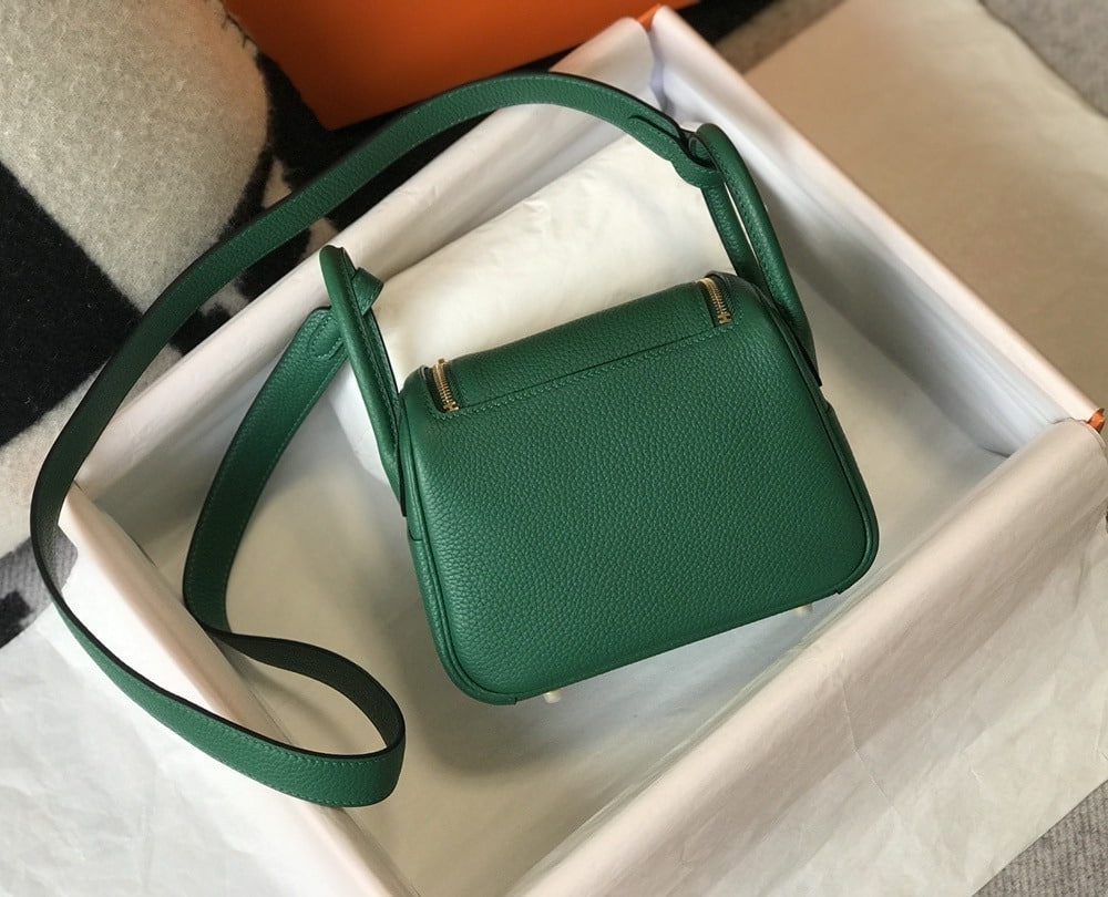 1:1 Replica Hermes Lindy Mini Clemence Bag Green For Women, Women’s Handbags, Shoulder And Crossbody Bags 7.5in/19cm