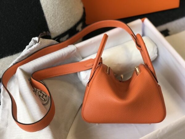 1:1 Replica Hermes Lindy Mini Clemence Bag Orange For Women, Women’s Handbags, Shoulder And Crossbody Bags 7.5in/19cm